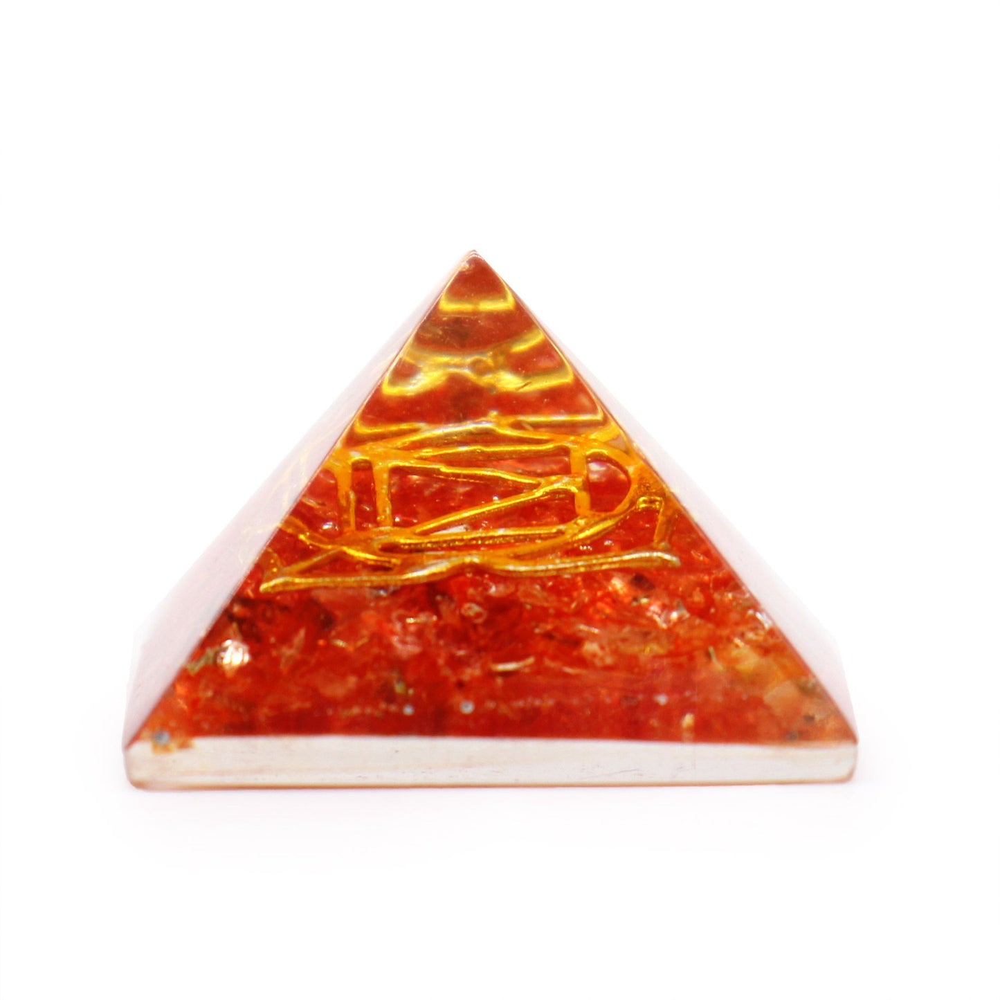 Petite pyramide d’orgonite — Éclats de pierres & cuivre · 25mm