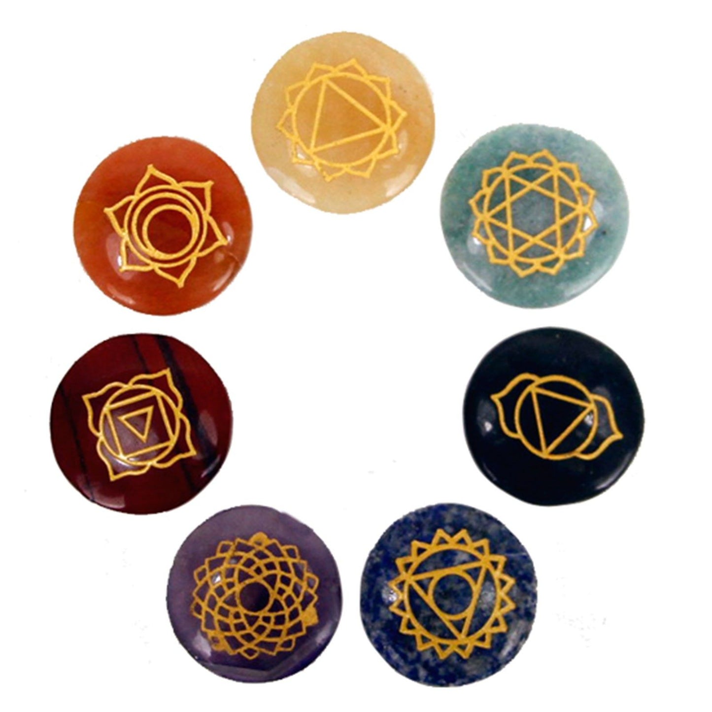 Ensemble de pierres — Chakras en petites pierres arrondies