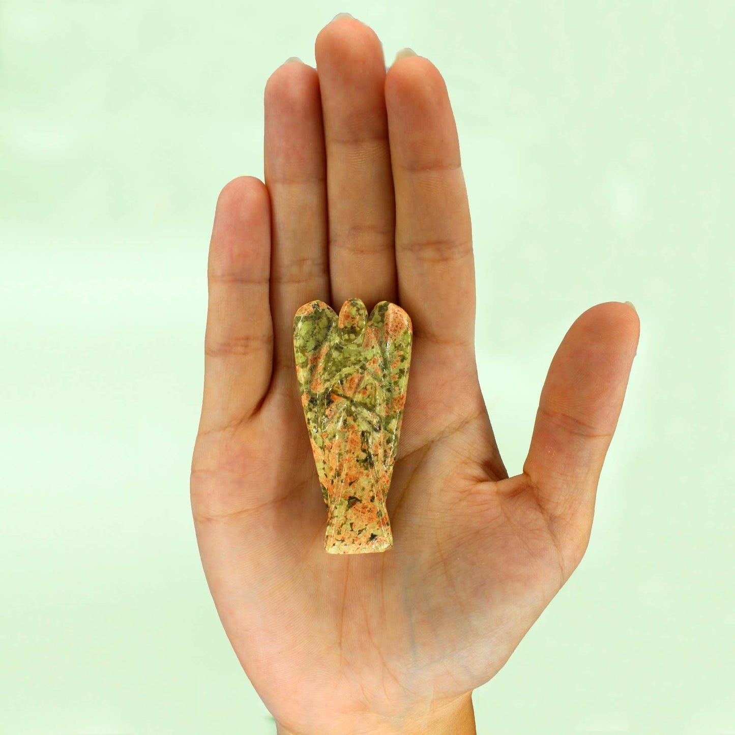 Ange sculpté main — Unakite