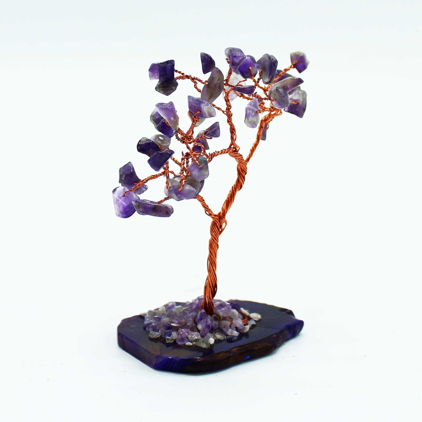 Arbre : améthyste sur socle d’agate naturel