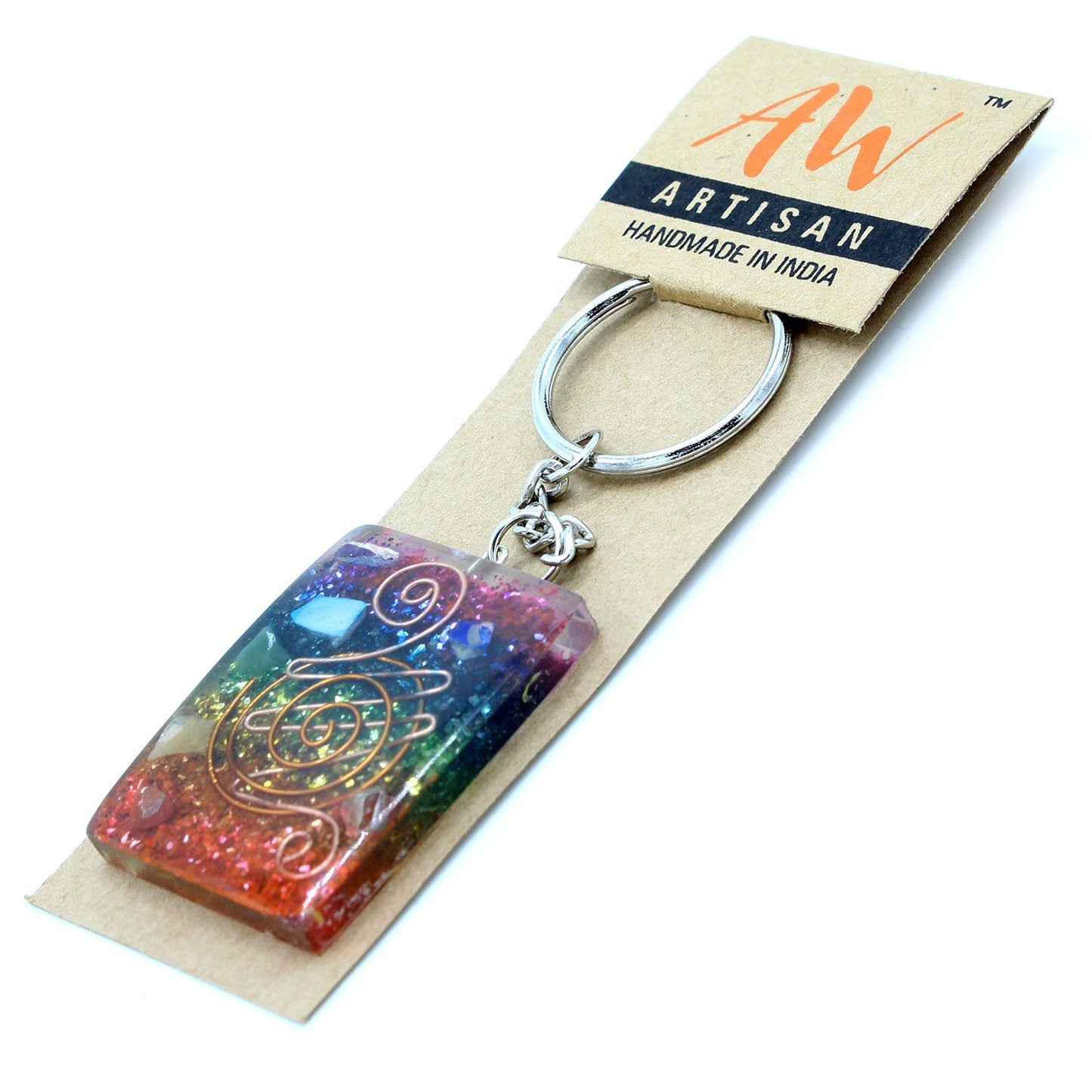 Porte-clés d’orgonite — Protection du foyer · Cuivre & chakra
