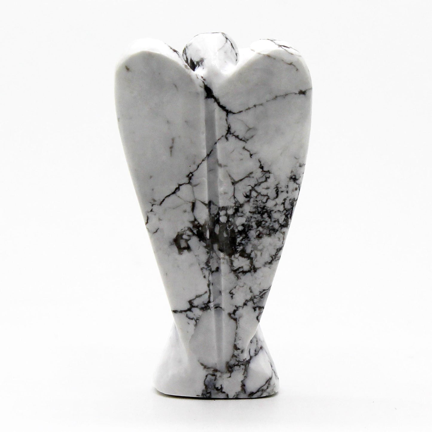 Ange sculpté main — Howlite blanche