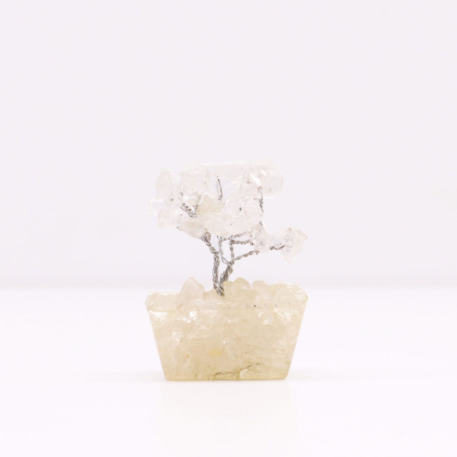 Mini arbre sur socle d’orgonite — Cristal de roche