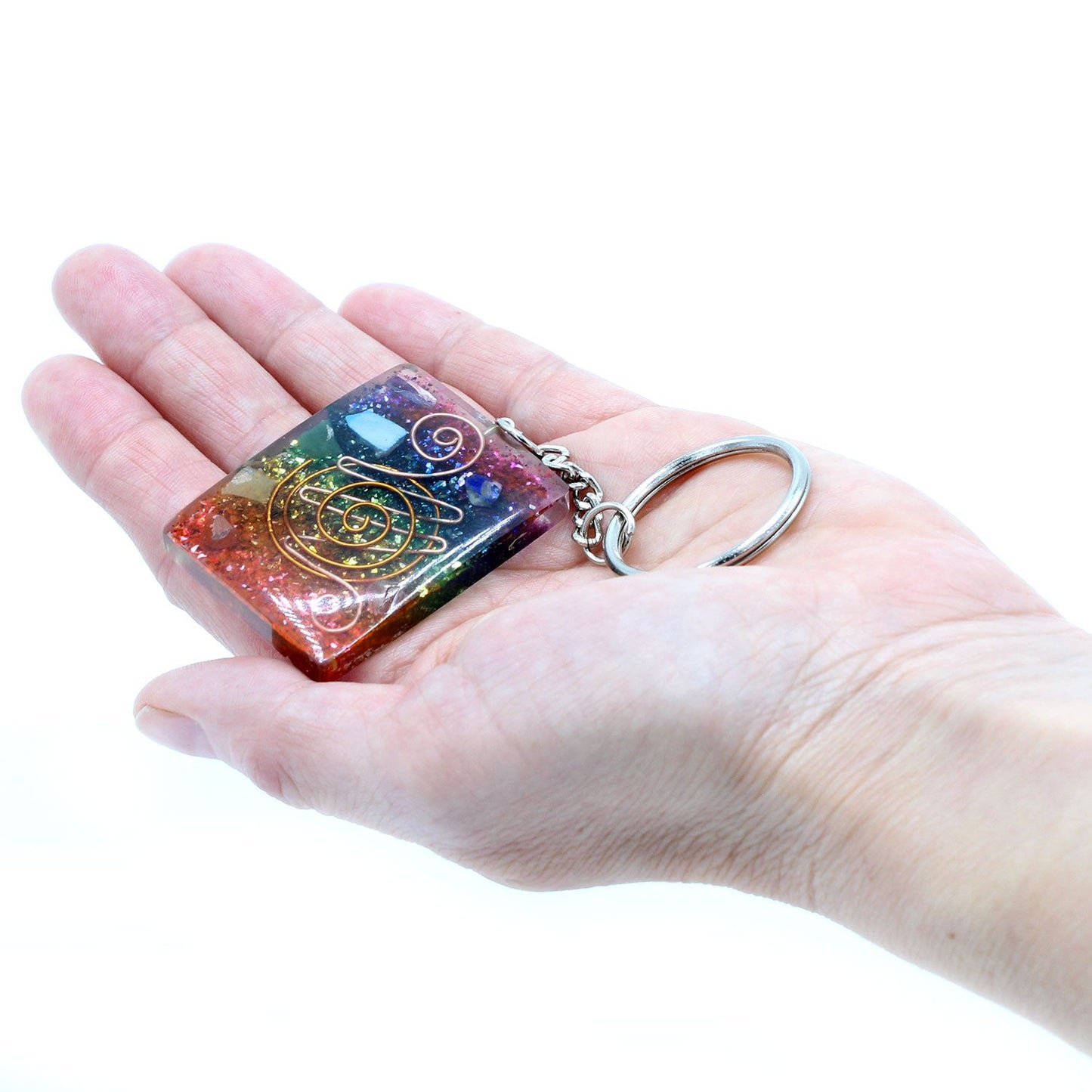 Porte-clés d’orgonite — Protection du foyer · Cuivre & chakra