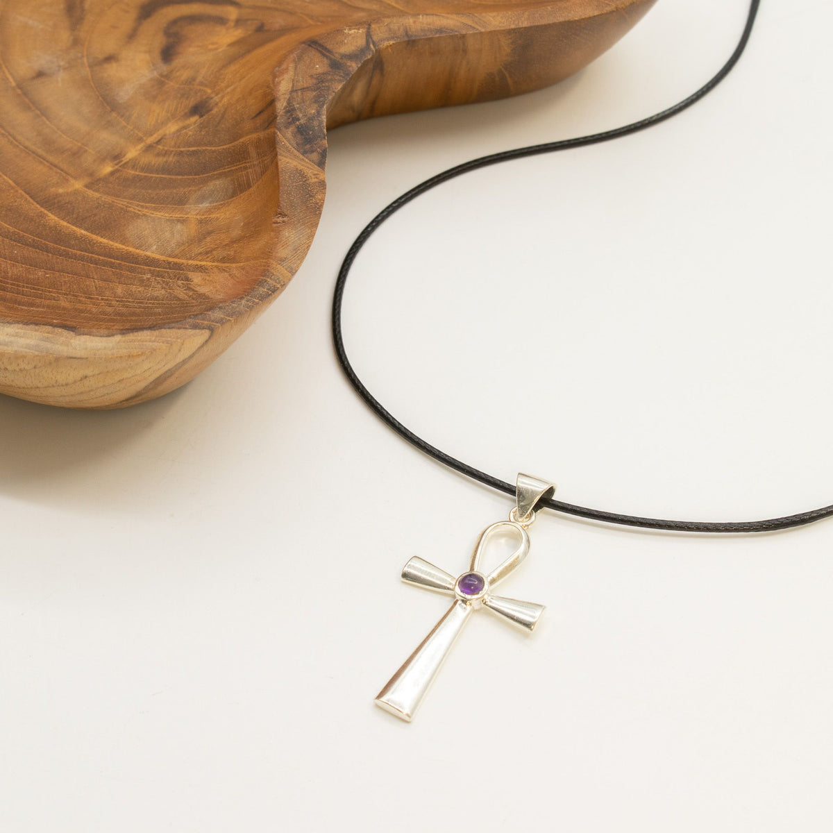 Pendentif ankh, symbole de vie, plaqué argent — vue 3