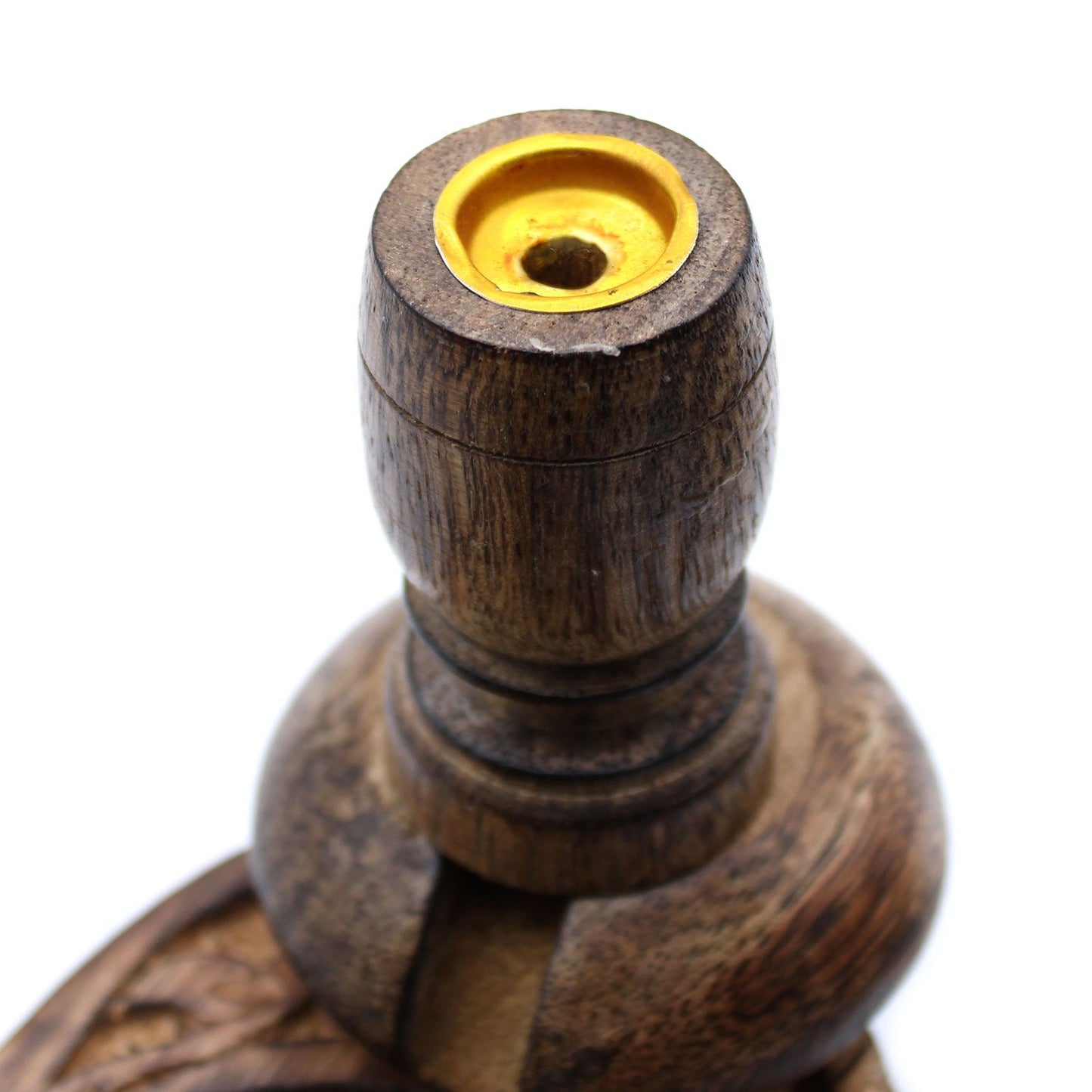 Brûleur à reflux en bois de manguier petit format — Bouddha laiton