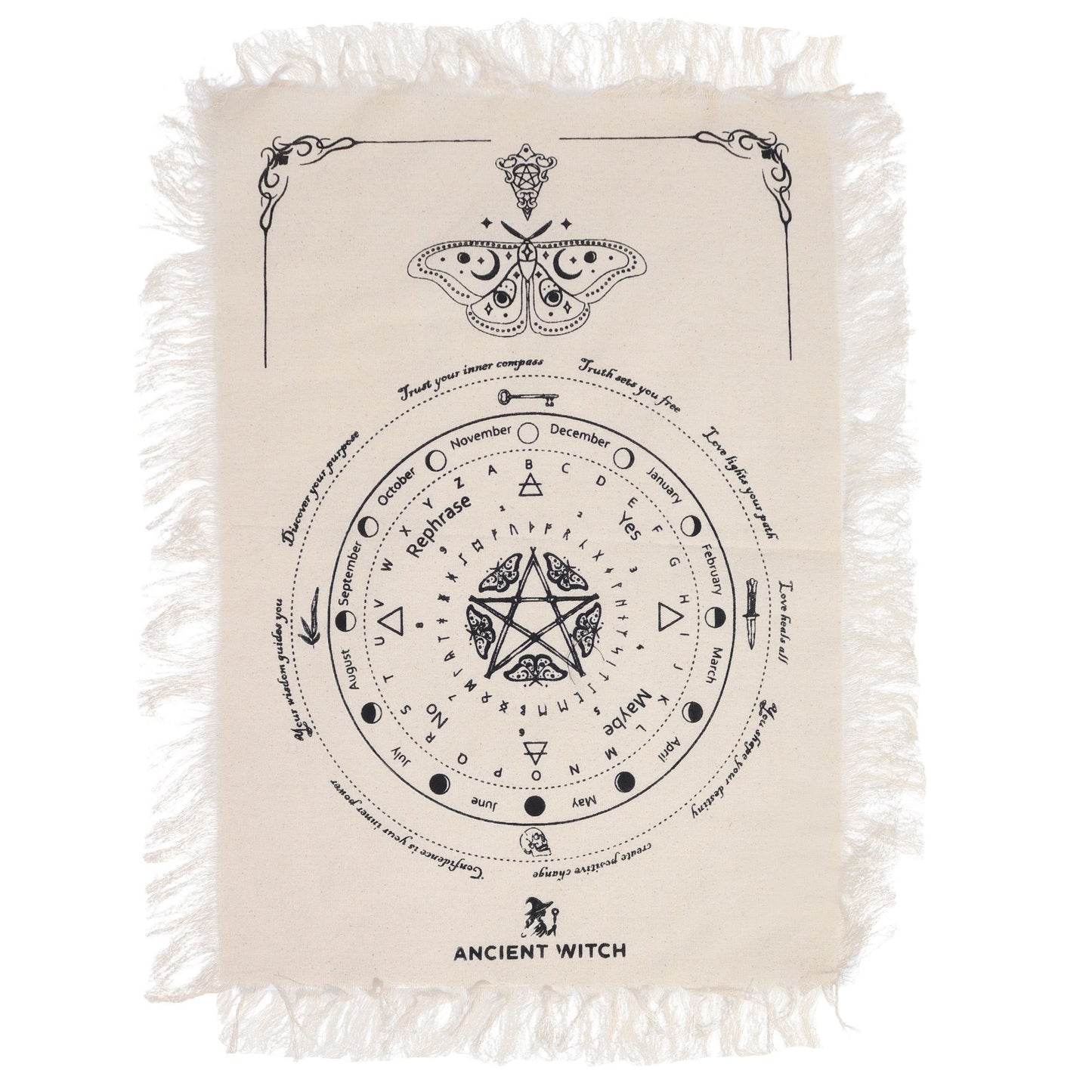 Toile de divination à pendule — Naturel & noir