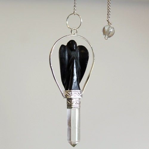 Pendule d’ange à anneau d’agate noire