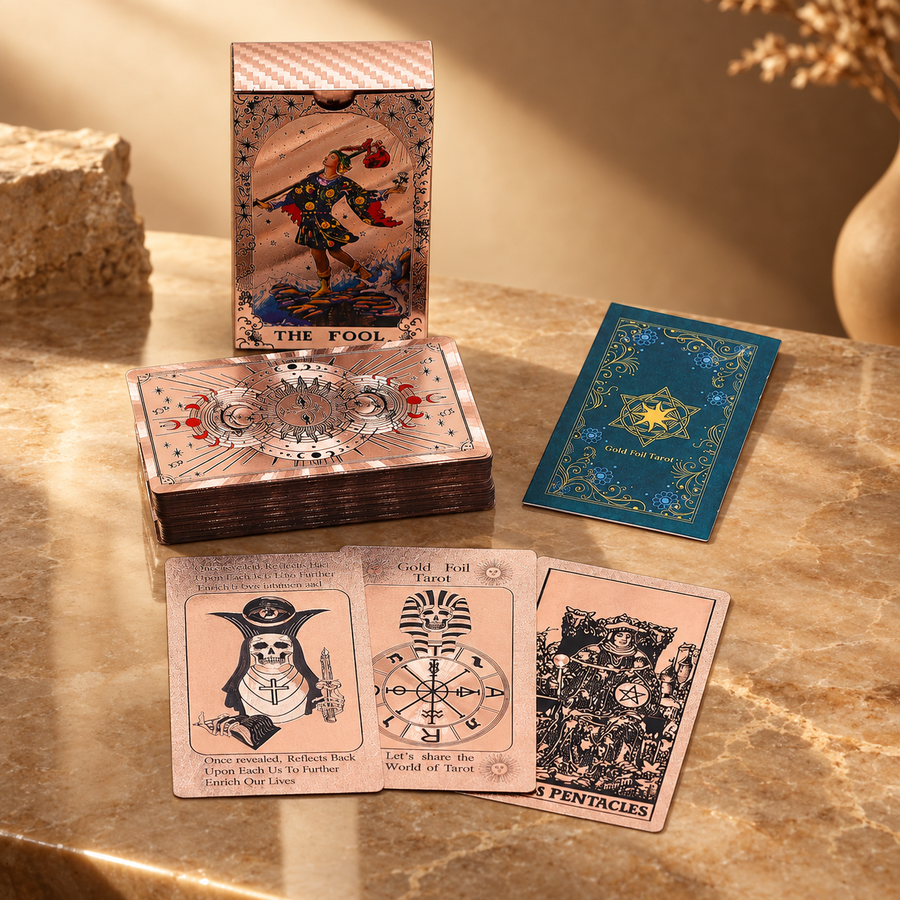 Jeu de tarot Phases lunaires, à feuille d’or rose
