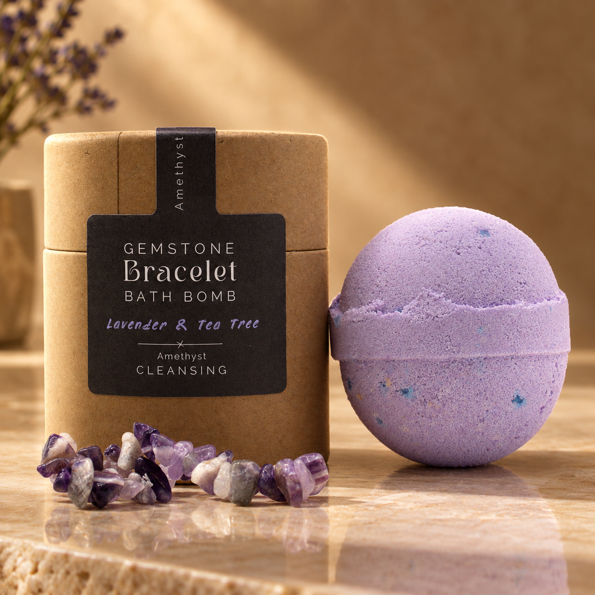Bombe de bain et bracelet en améthyste — vue 2