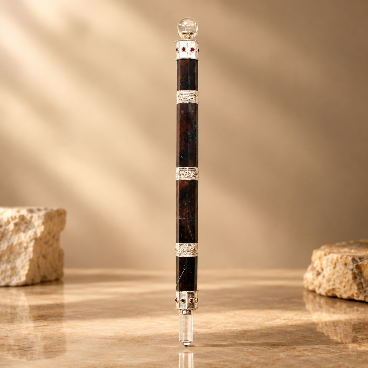 Baguette à boule de cristal en jaspe fancy 26 cm — vue 2
