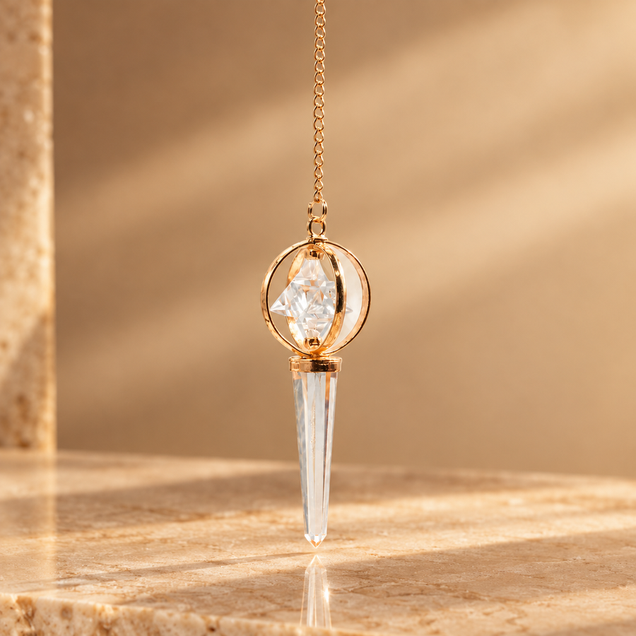 Pendule Portail stellaire, Merkaba, cuivre et cristal