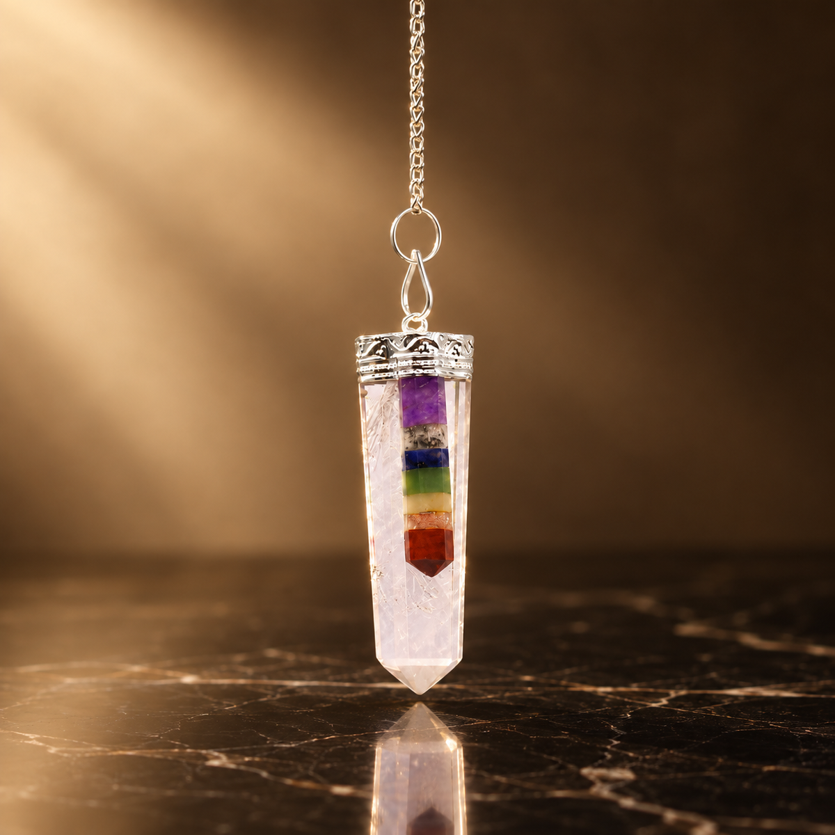 Pendule en cristal sept chakras