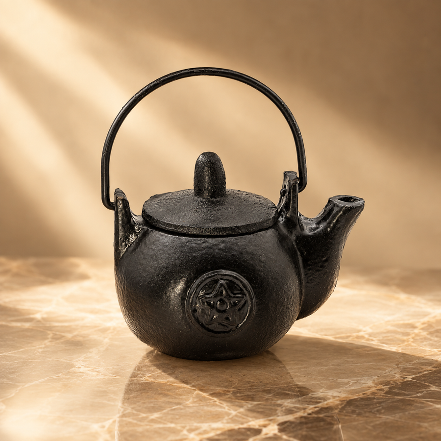 Petit pot rituel de fonte pentacle 8 × 10 cm