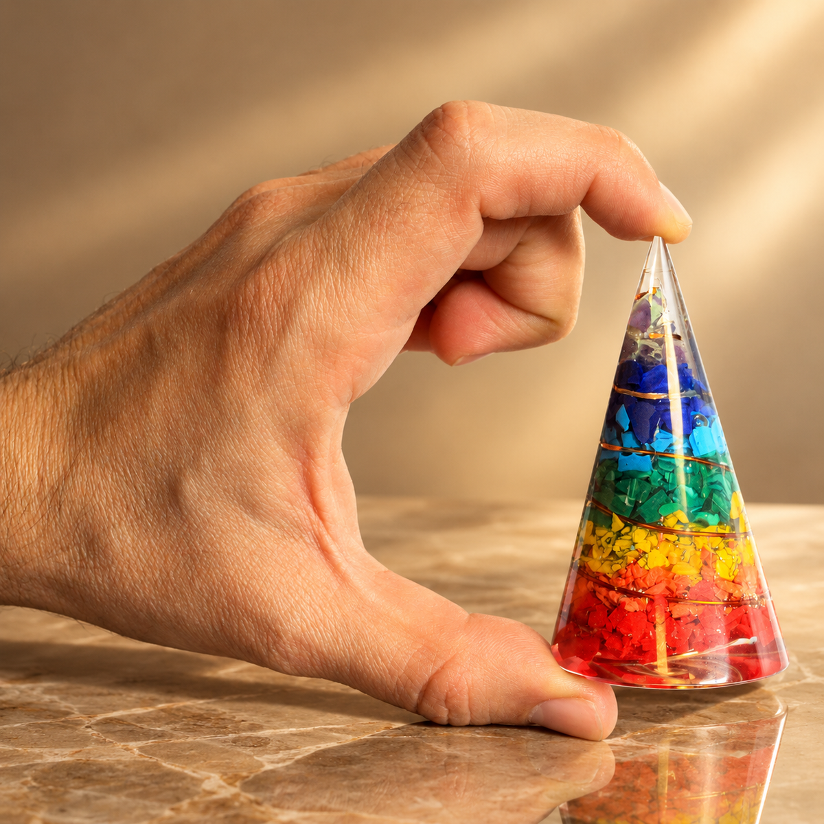Cône d’orgonite éclats assortis 80 mm — vue 2