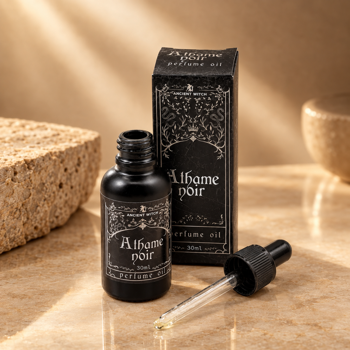 Huile de parfum de sorcière Athamé noir