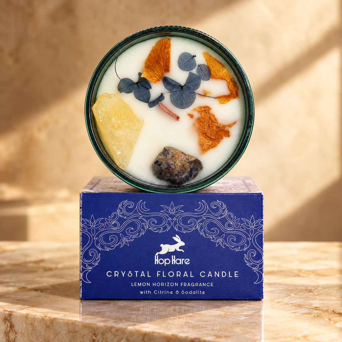 Bougie florale de cristal Le Soleil