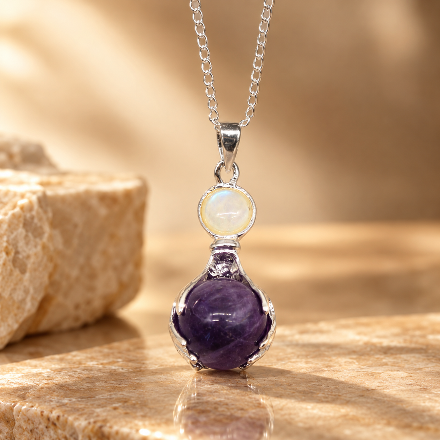 Pendentif mains de soin en améthyste