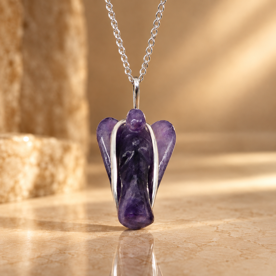 Pendentif ange gardien en améthyste