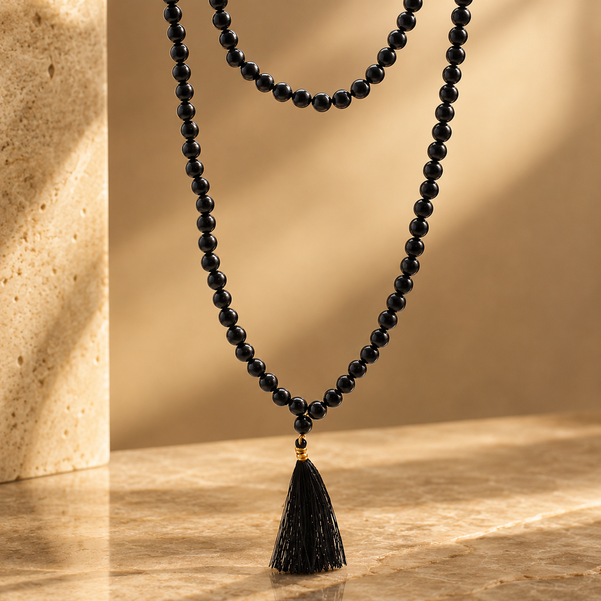 Mala en agate noire, 108 perles