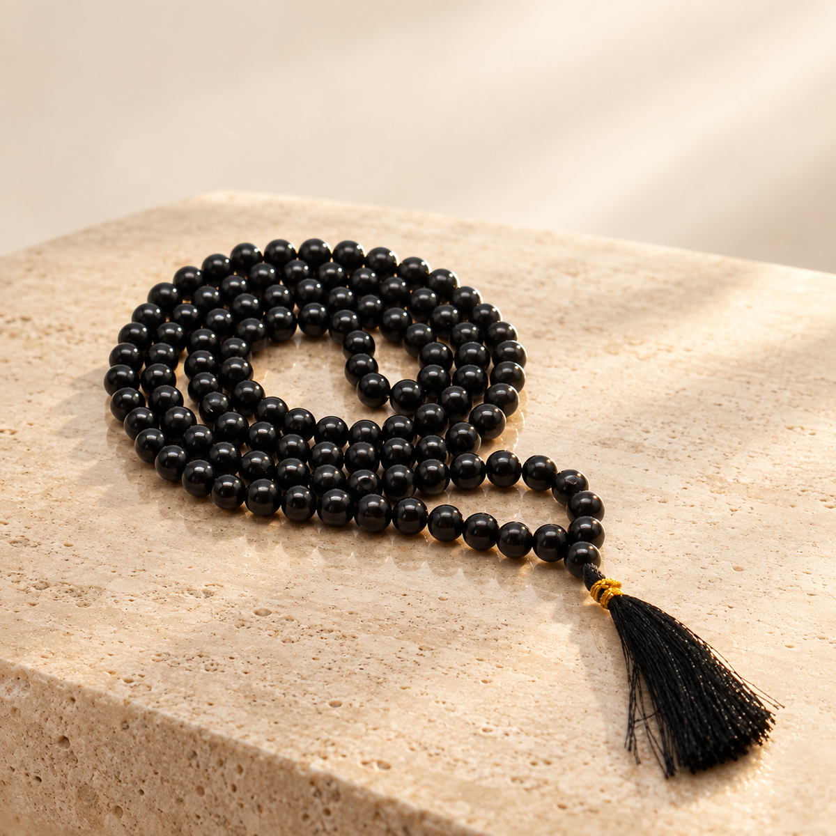 Mala en agate noire, 108 perles — vue 2