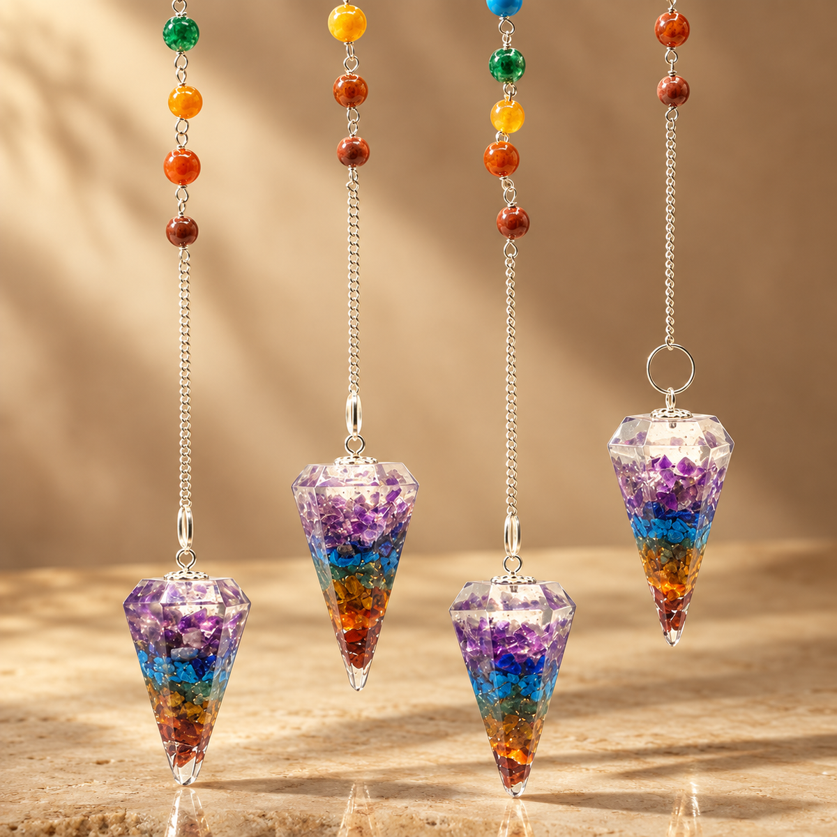 Pendule d’orgonite sept chakras — vue 2