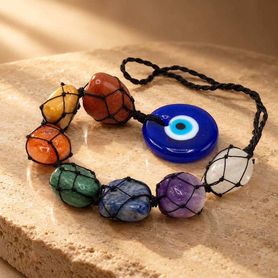 Pendentif pierre chakra mauvais œil