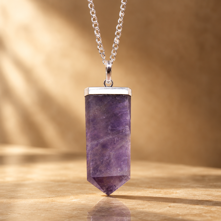 Pendentif plat en améthyste