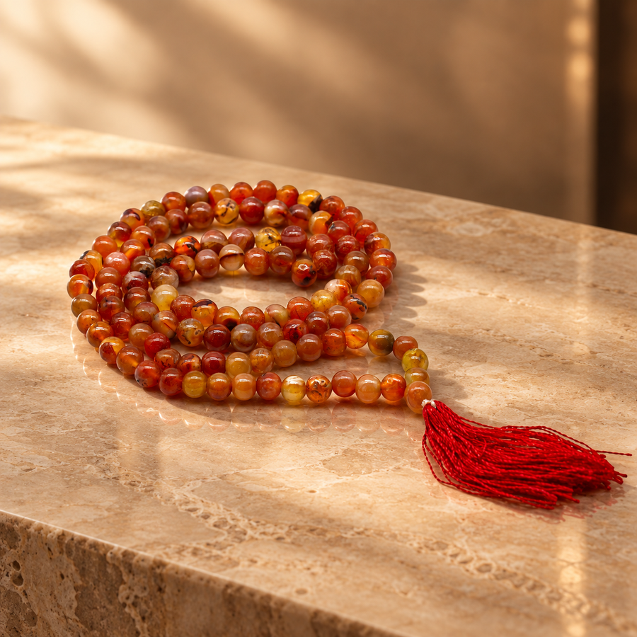 Mala en cornaline, 108 perles