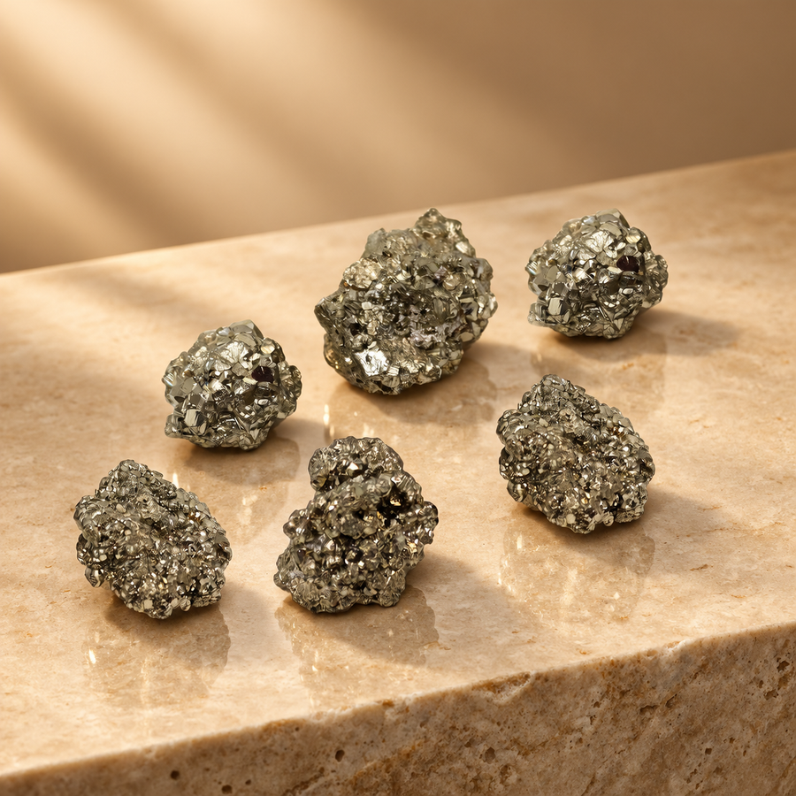 Pyrite péruvienne, lot de 6, 35 à 50 mm