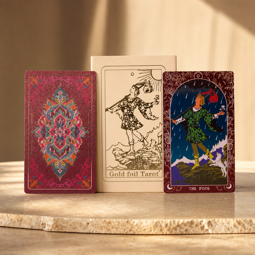 Jeu de tarot en coffret rose, feuille rubis — vue 3