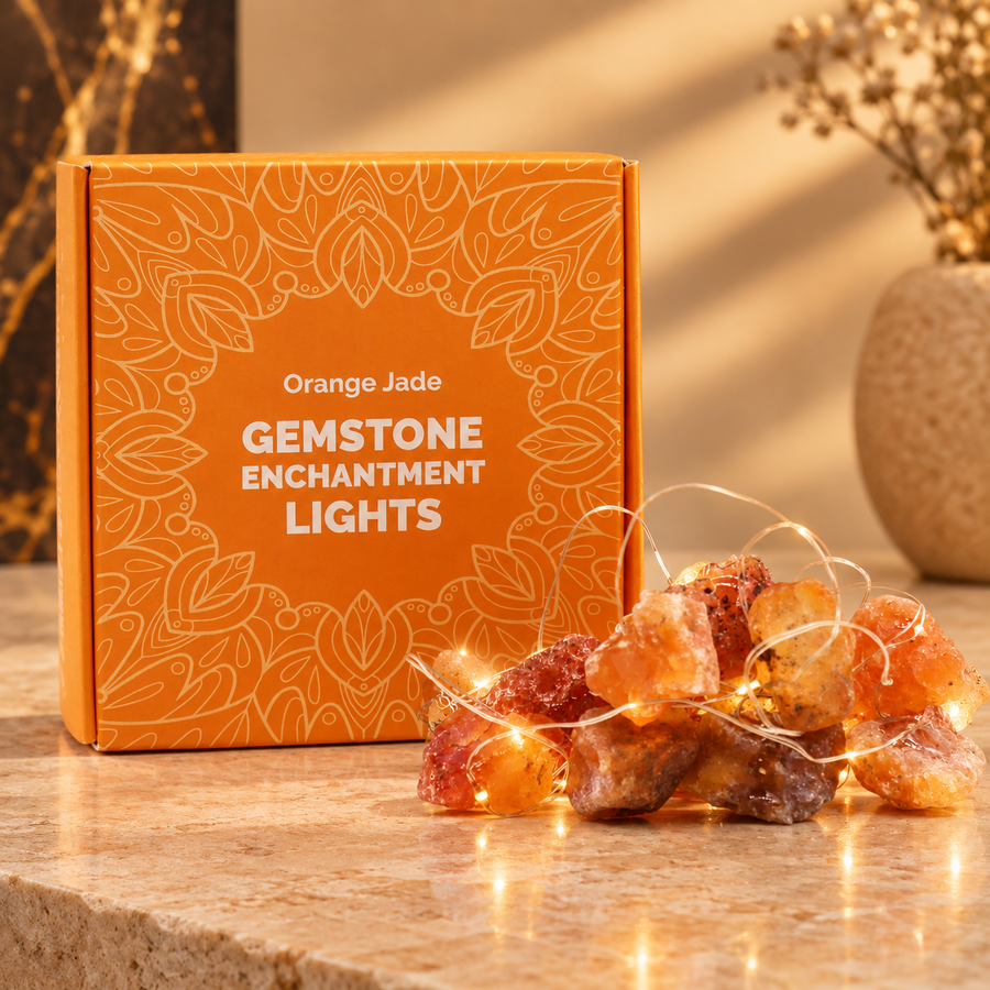 Guirlande lumineuse de gemmes en jade orange