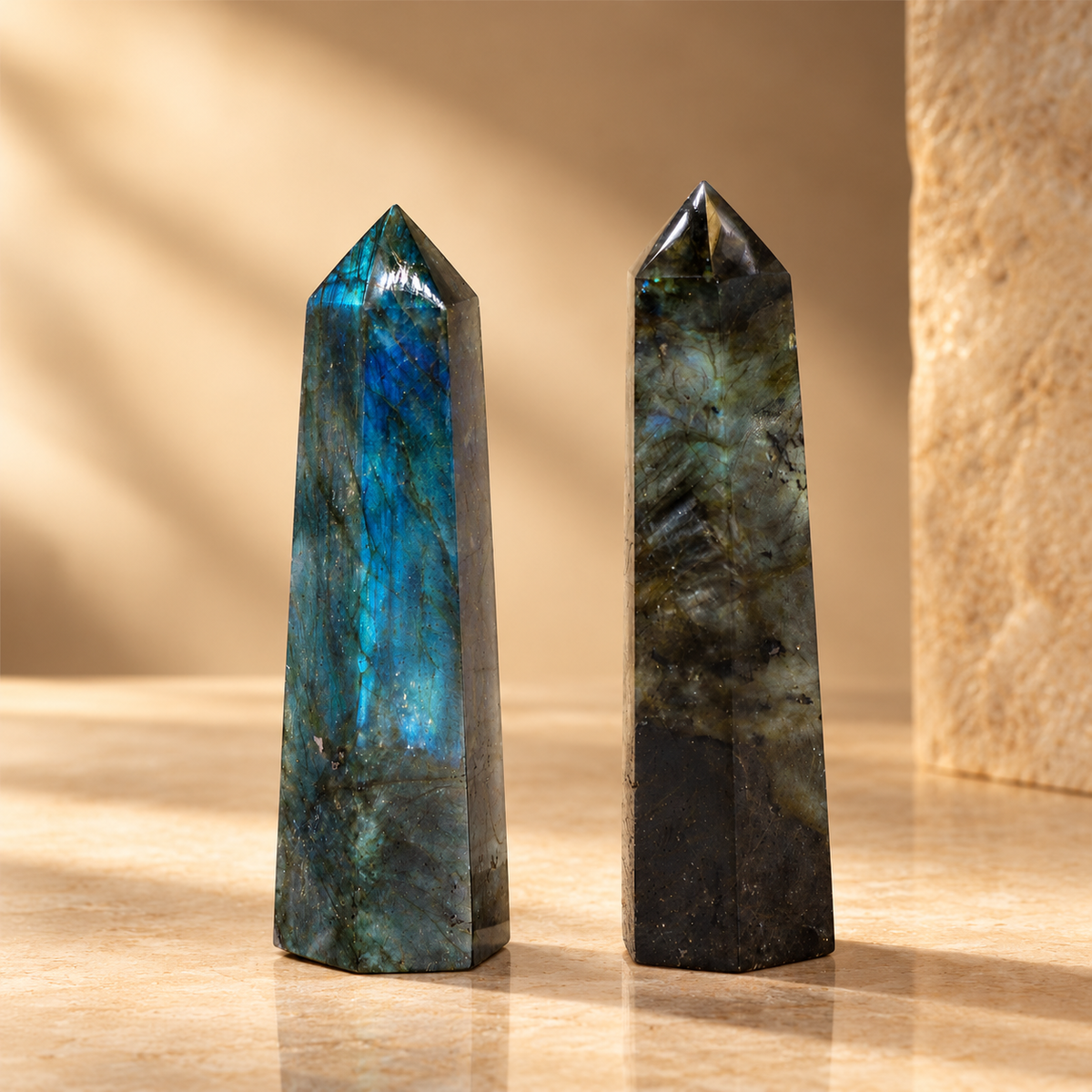 Pointe en labradorite de Madagascar 80 × 90 mm — vue 2