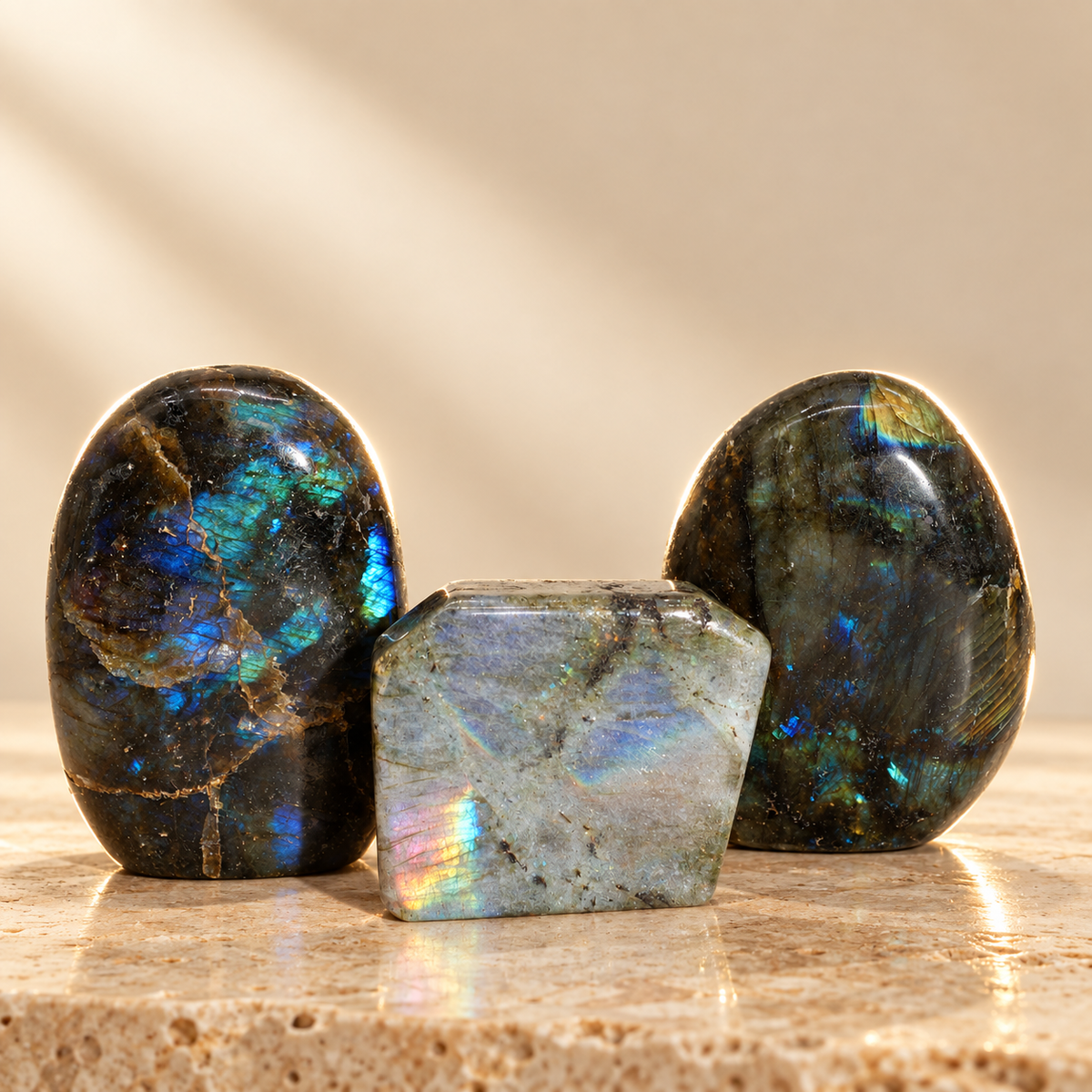 Pierre roulée en labradorite de Madagascar 40 à 60 mm — vue 4