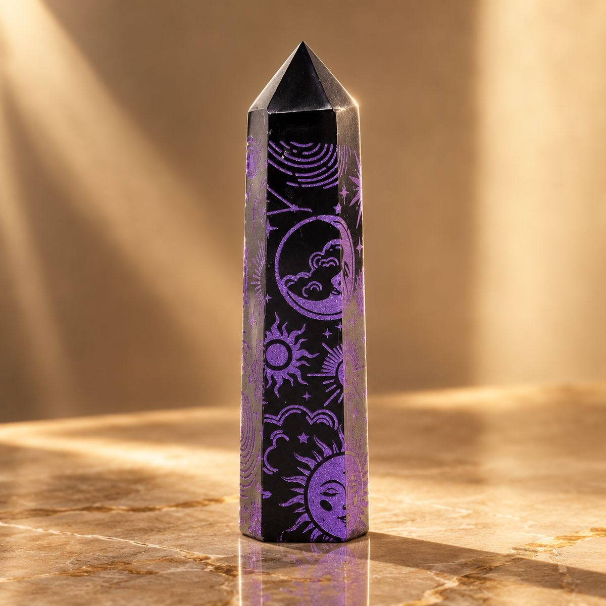 Pointe d’obsidienne noire Signes célestes, violets — vue 4