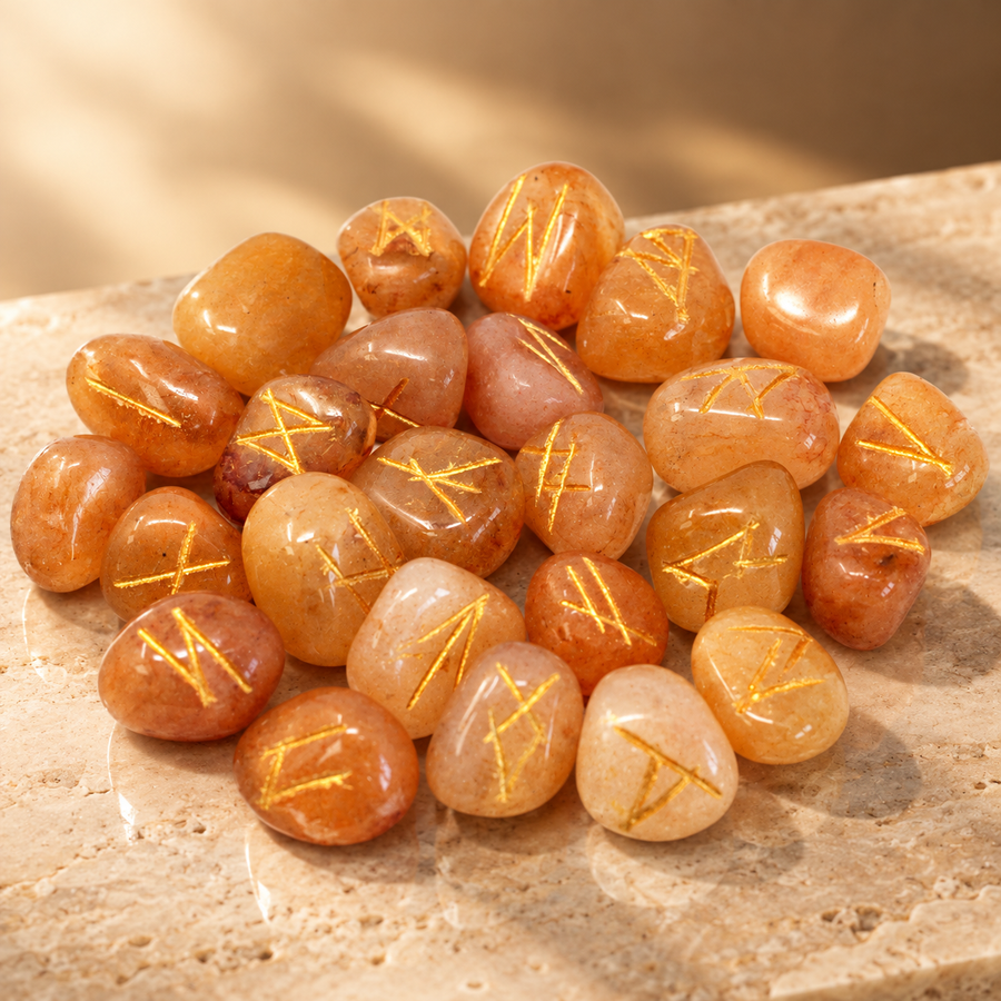 Jeu de runes en aventurine jaune