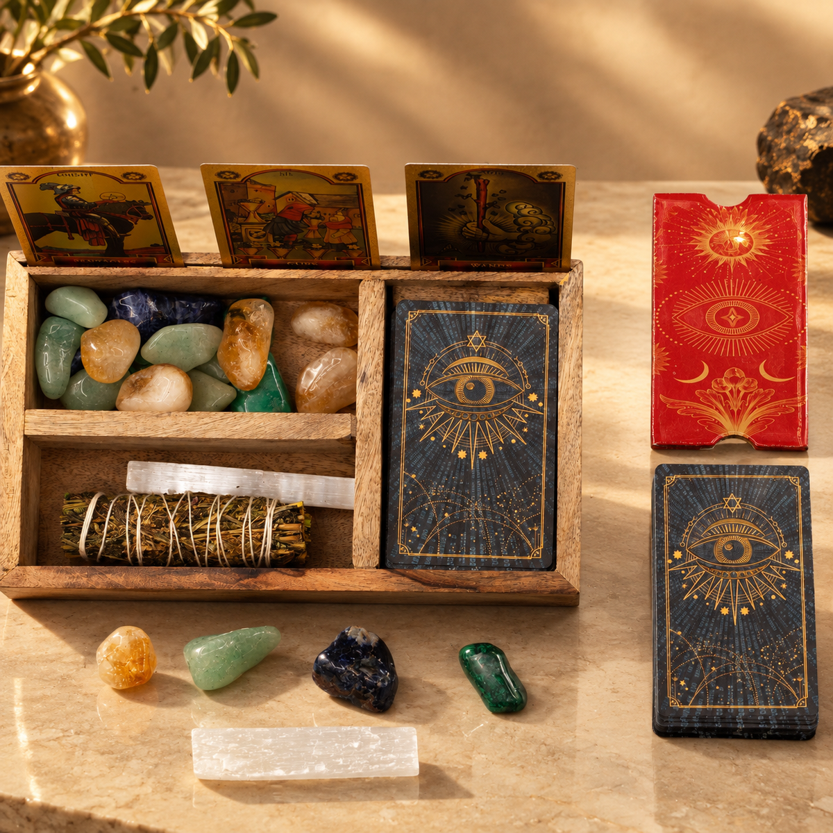 Coffret de tarot et porte-cartes, trois compartiments — vue 2
