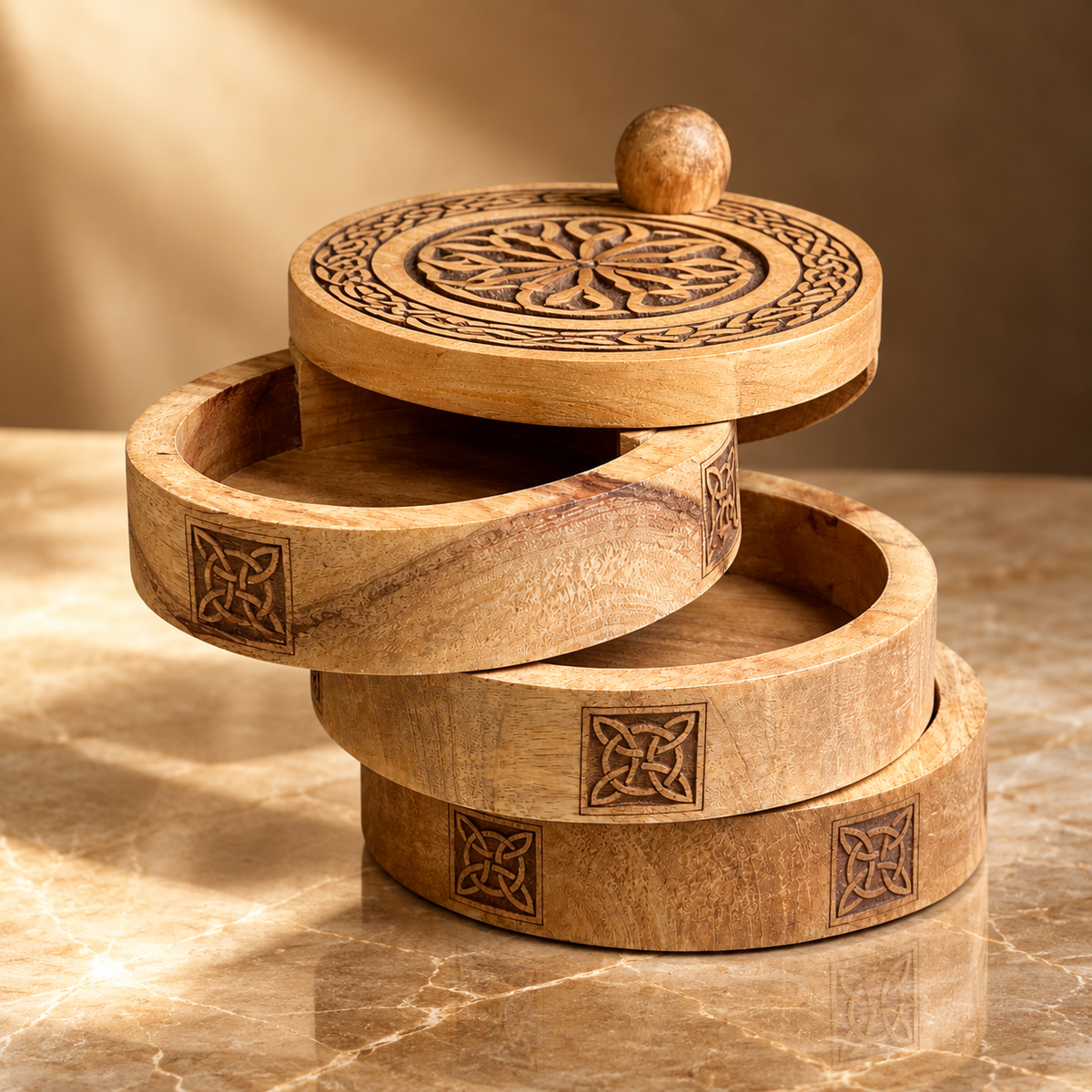 Coffret pivotant à trois niveaux, style celtique — vue 2