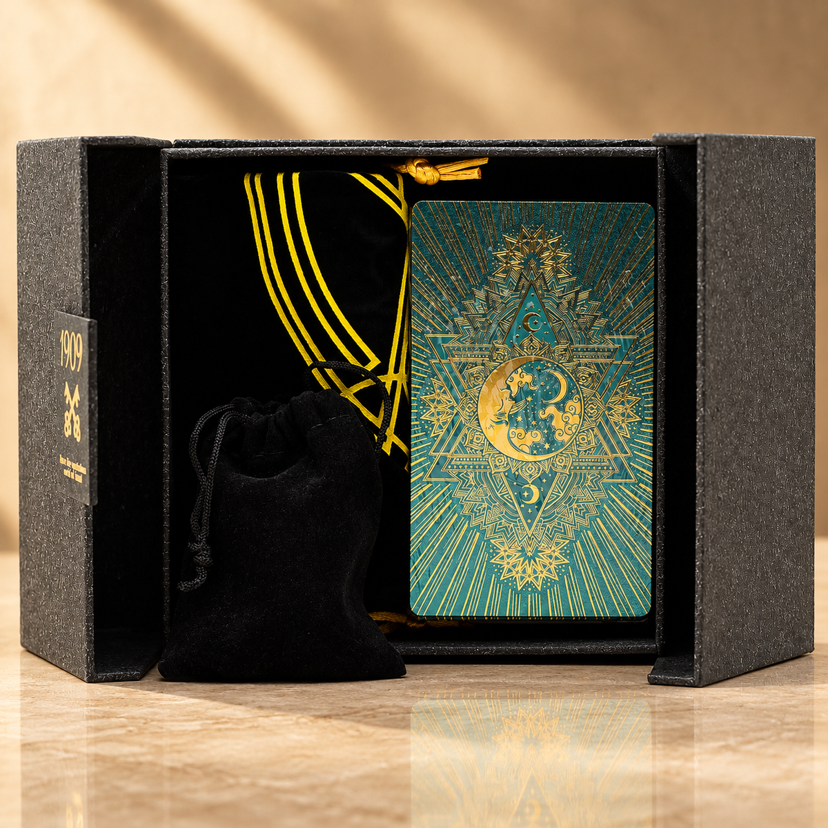 Jeu de tarot en coffret, feuille d’or et turquoise — vue 4