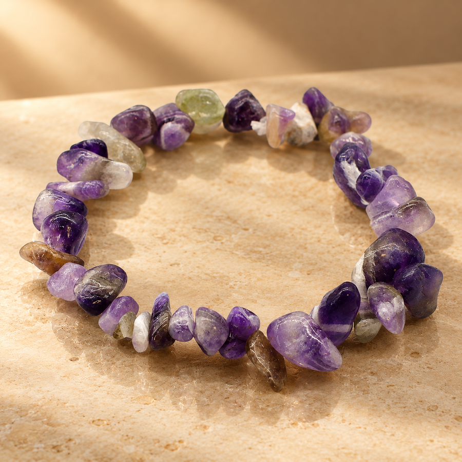 Bracelet en éclats d’améthyste