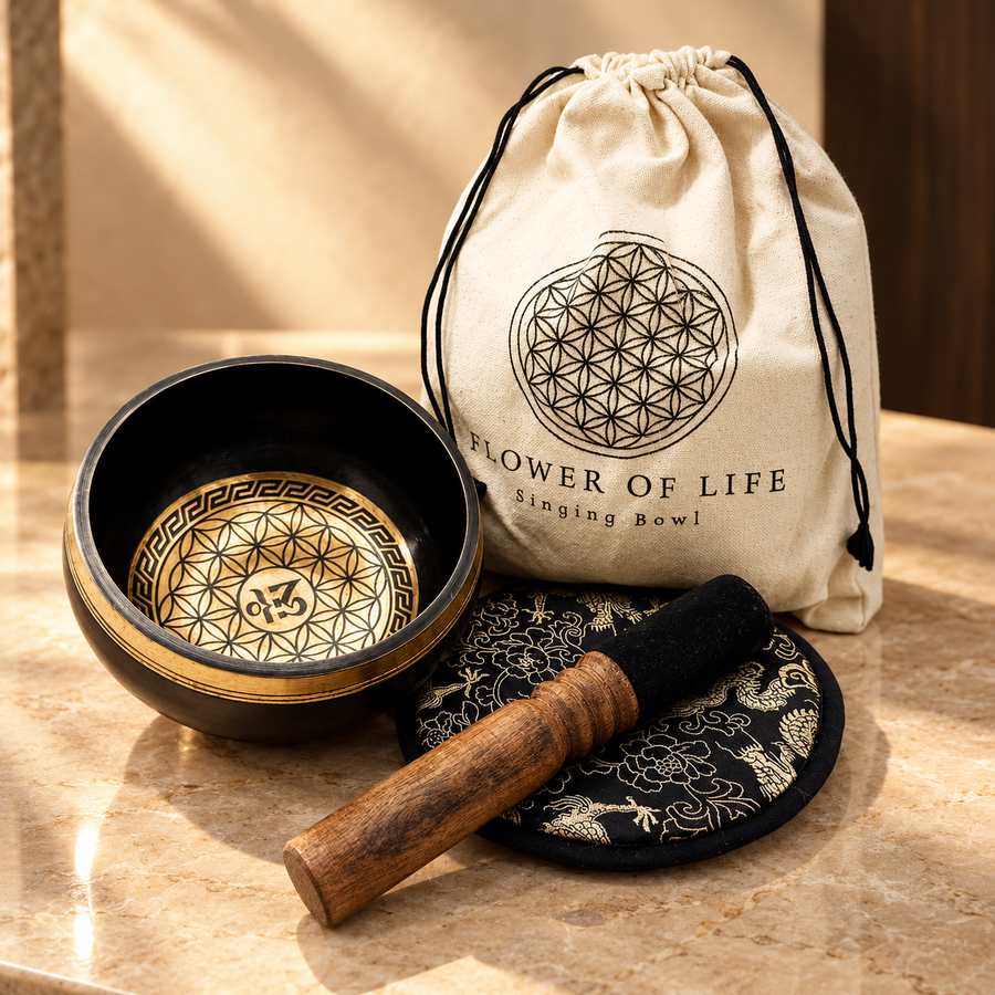 Bol chantant en coffret fleur de vie 14 cm