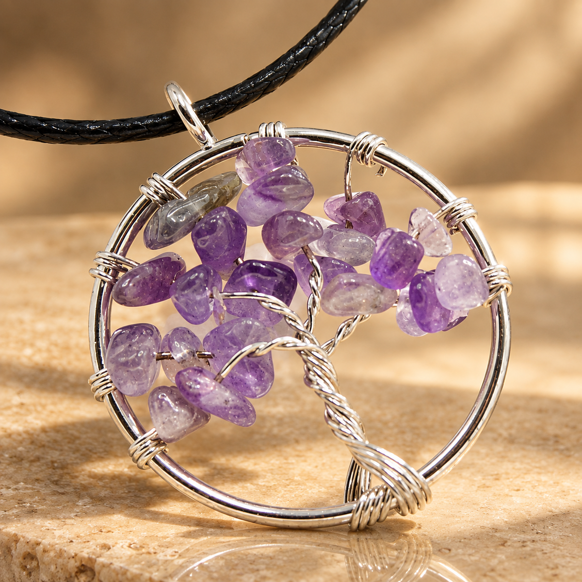Pendentif arbre de vie en améthyste — vue 2