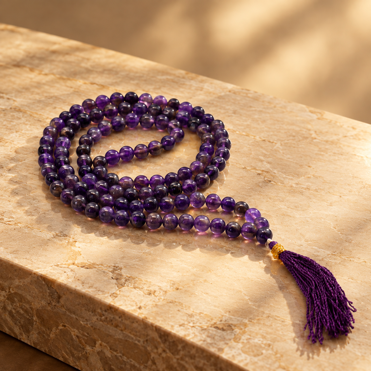 Mala en améthyste, 108 perles