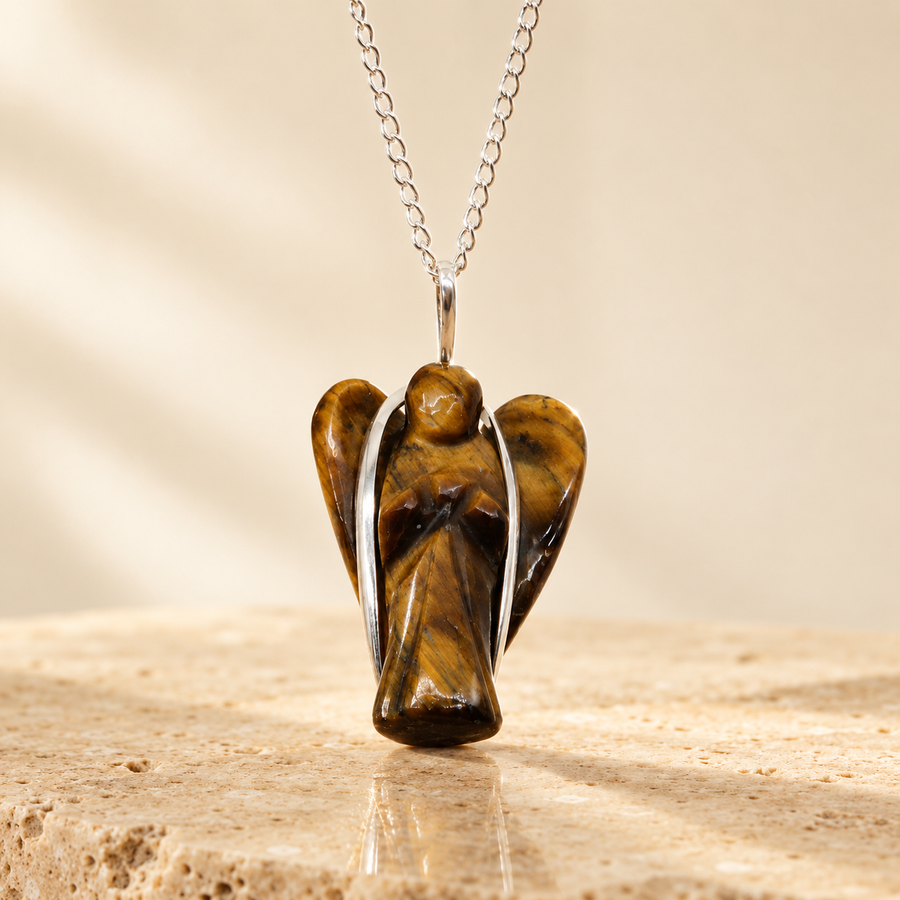 Pendentif ange gardien en œil de tigre