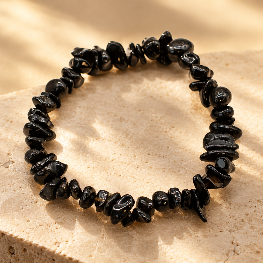 Bracelet en éclats d’agate noire