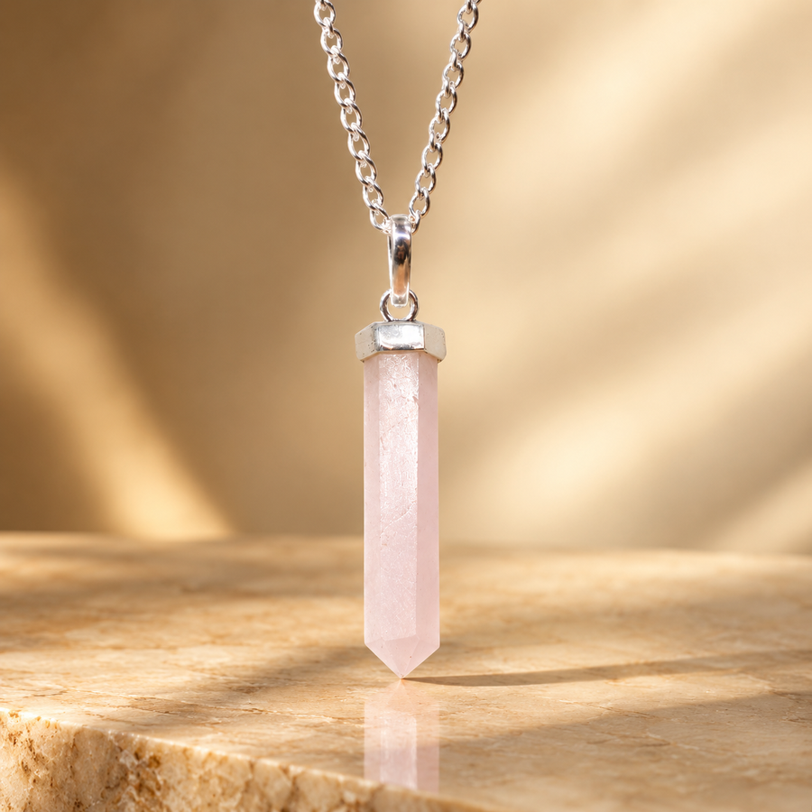 Pendentif pointe classique en quartz rose