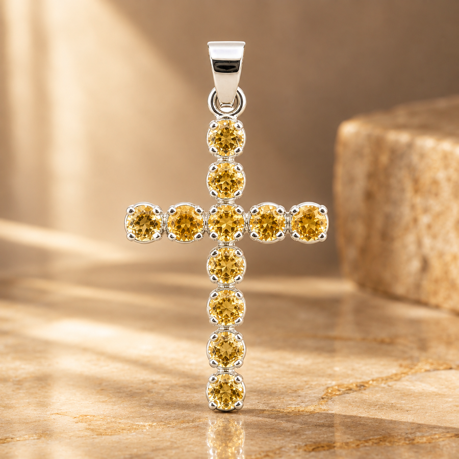 Pendentif croix en citrine