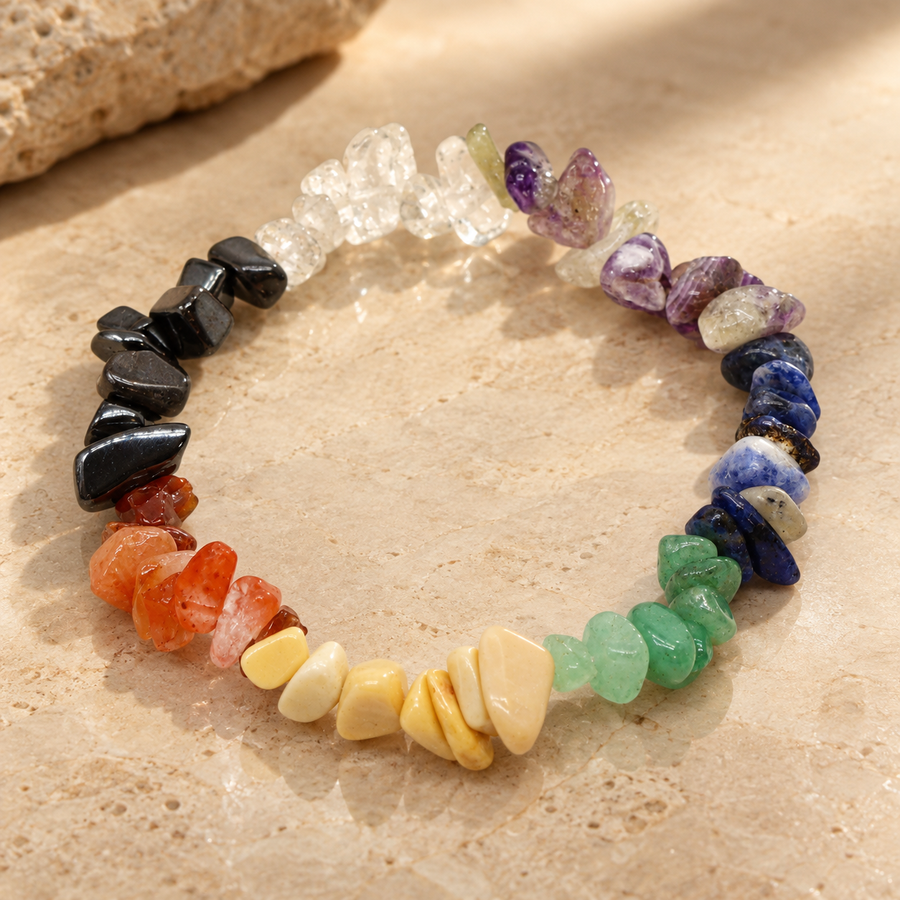 Bracelet d’éclats de pierres chakra