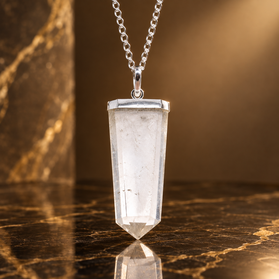 Pendentif pointe plate en cristal de roche