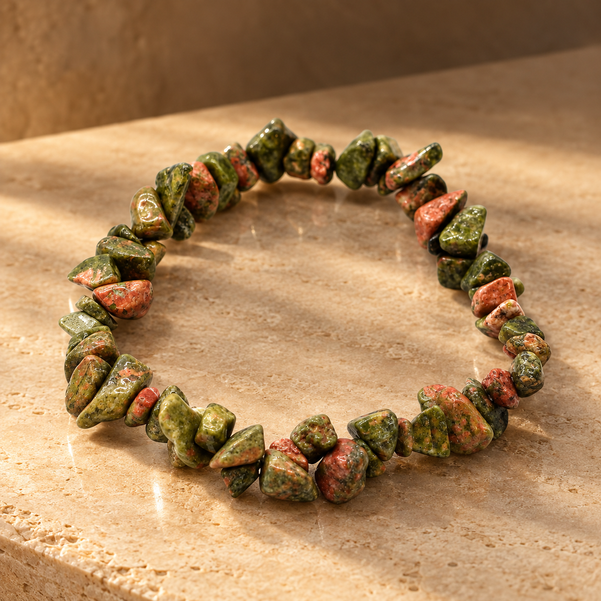 Bracelet en éclats de jaspe vert